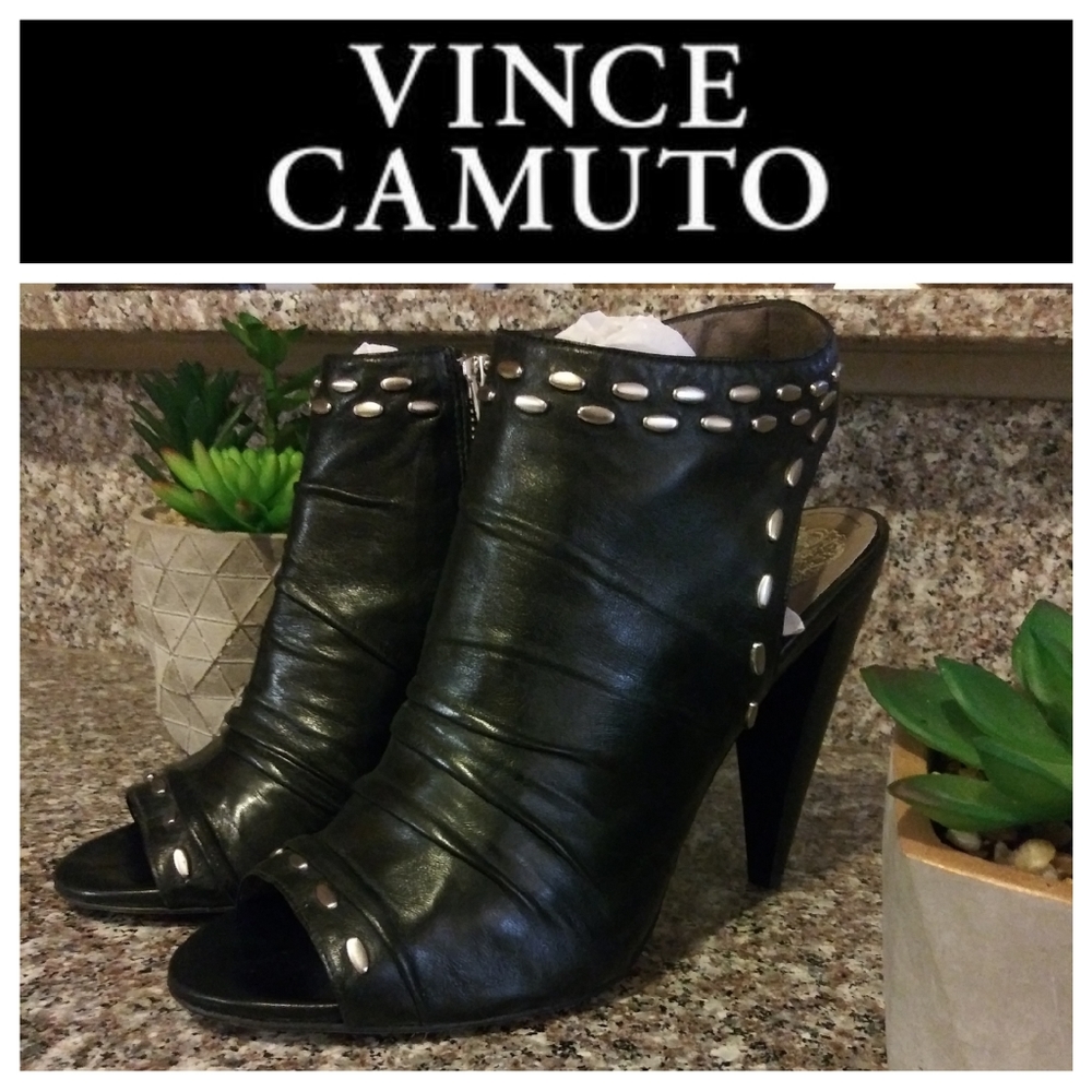 Vince Camuto "Avo" Kid Leather Peep Toe Booties